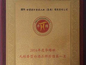 2016年华樽杯九粮香型白酒品牌价值第一名
