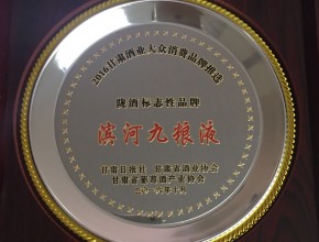 2016年甘肃酒业大众消费品牌推选陇酒标志性品牌滨河九粮液