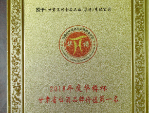 2018年度华樽杯甘肃省白酒品牌价值第一名