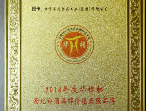 2018年华樽杯西北白酒品牌价值五强品牌