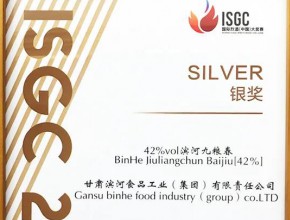国际烈酒(中国)大奖赛42%vol滨河九粮春获银奖奖牌