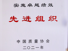 滨河集团荣获2021年度实施卓越绩效先进组织称号奖牌